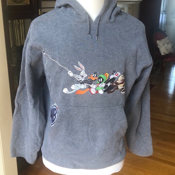 Warner Bros Looney Tunes Embroidered Hooded M/L Sweatshirt - Picture 1 of 8